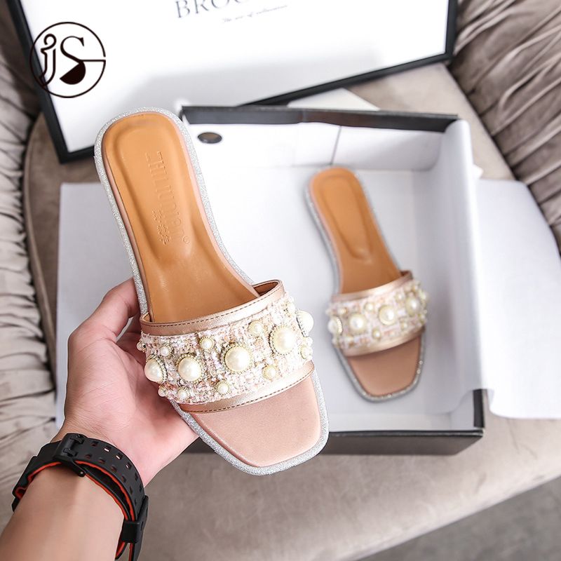 Pearl Upper Sandals Women High-End Boutique Slippers Women Slippers Ladies Sandals Women Slides