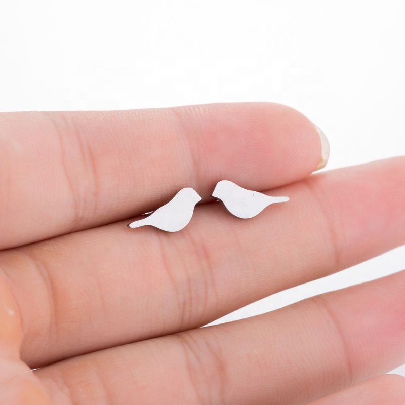 Personality Simple Animal Bird Earrings for Girls Ladies Simple Stainless Steel Stud Earrings Jewelry