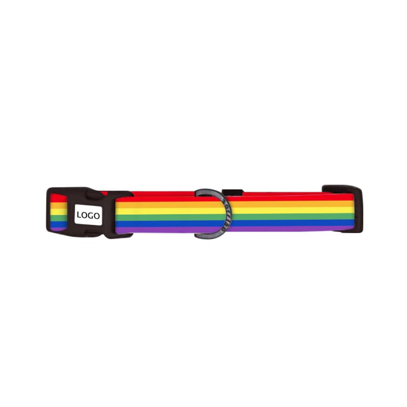 Personalized Logo Pet Collars & Leashes(Old) Adjustable Nylon Rainbow Design Cheaper Collar Dog