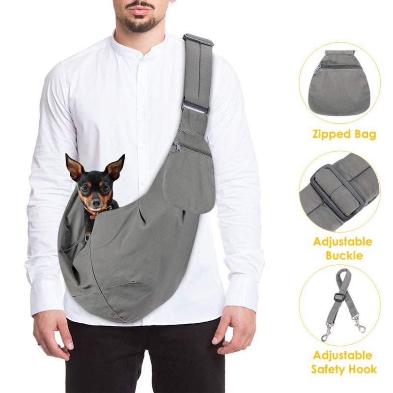 Pet Carrier Sling Adjustable Padded Strap Tote Bag Breathable Cotton Shoulder Bag Safety Belt Carrying Small Dog Cat