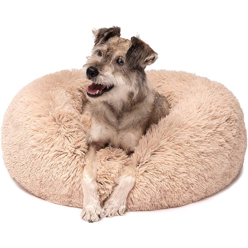 Pet Cats and Dogs Luxury Donut Bed Warm Soothing Joints Deepen Sleeping Fluffy Dog Bed