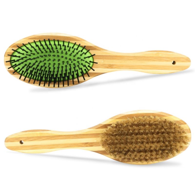 Pet Dog Fur Hair Comb Pets Double Sided Pin & Bristle Bamboo Brushes