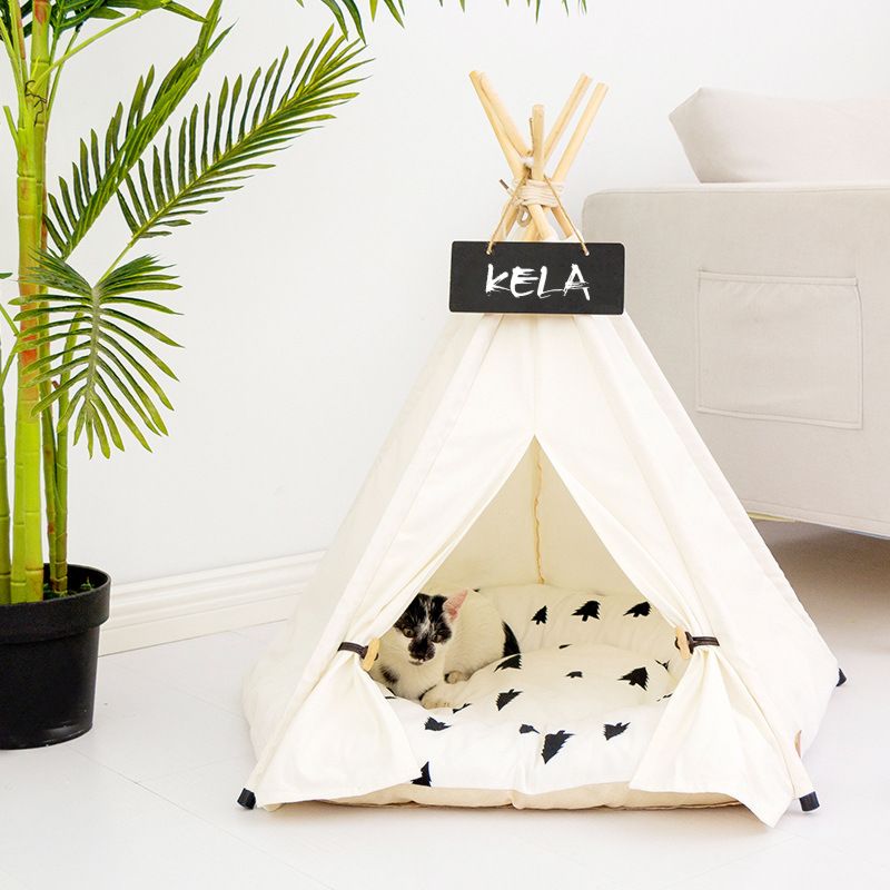 Pet Teepee Dog & Cat Bed - Portable Dog Tents & Pet Houses with Cushion