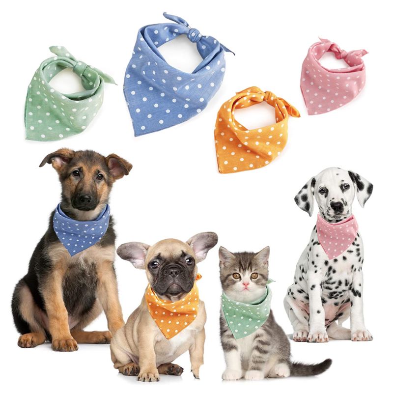 Pet Washable Triangle Plaid Pet Bandanas Adjustable Dog Cat Bibs Scarf Bandana