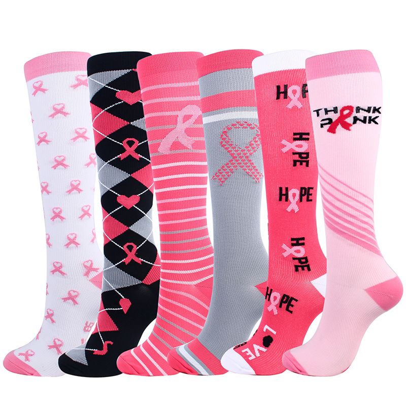 Pink Knot Compression Socks Running Knee High Women Nurse Ridding Socks