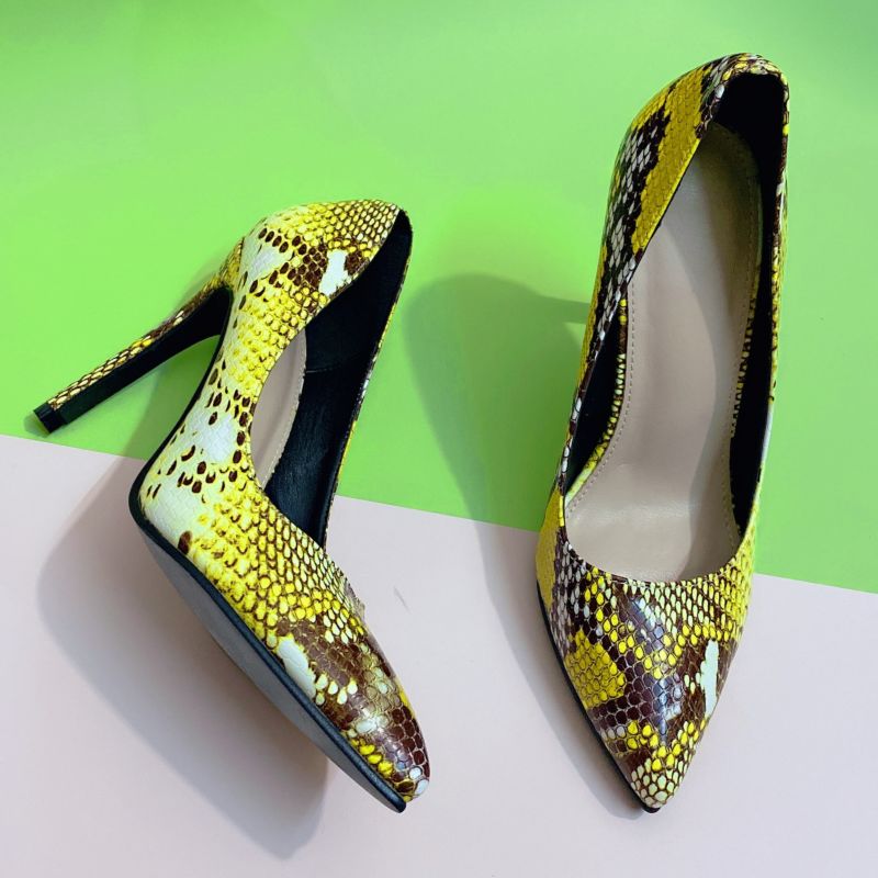 Pl0113 plus Size Women High Heel Shoes Snakeskin Pumps