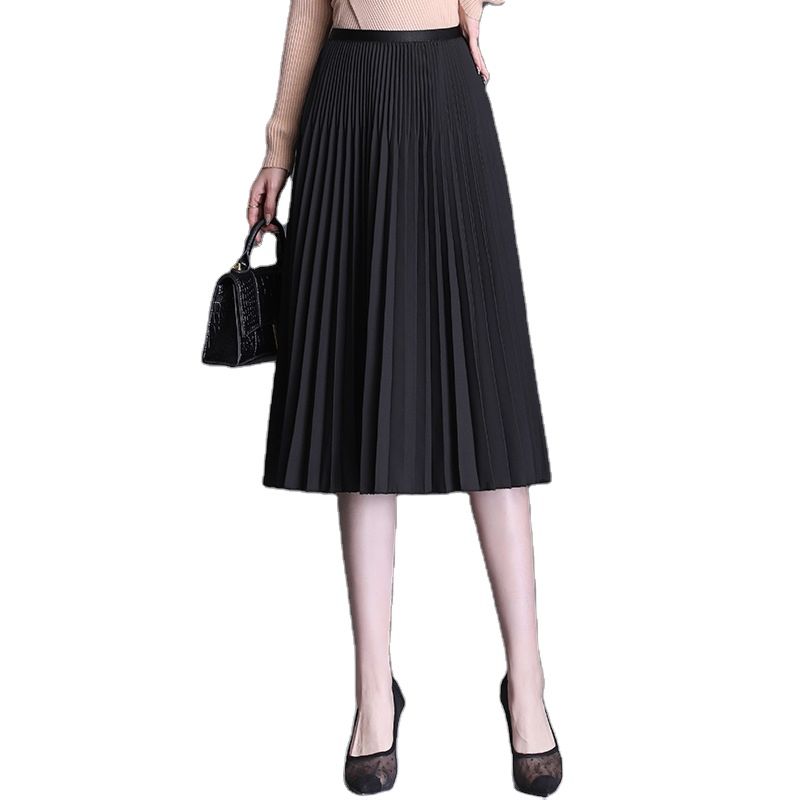 Plain Dyed Skirt for Women Korean Style Simple Pleated Skirt Mesh Chiffon Skirt