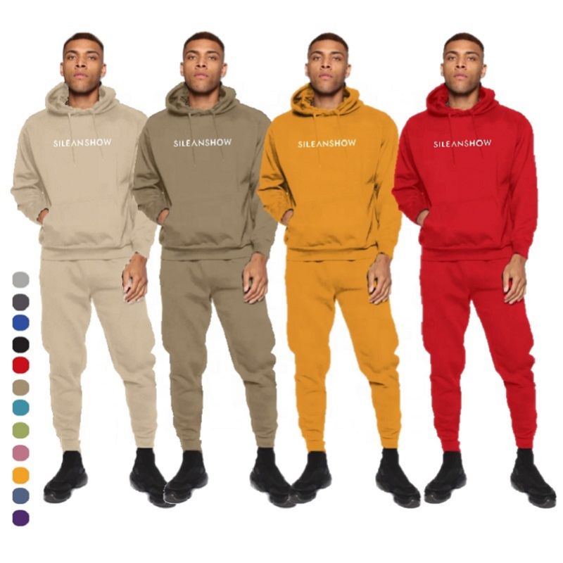 Plain Workout Pullover Sweat Suit Tracksuit Streetwear Mens Sweatsuit