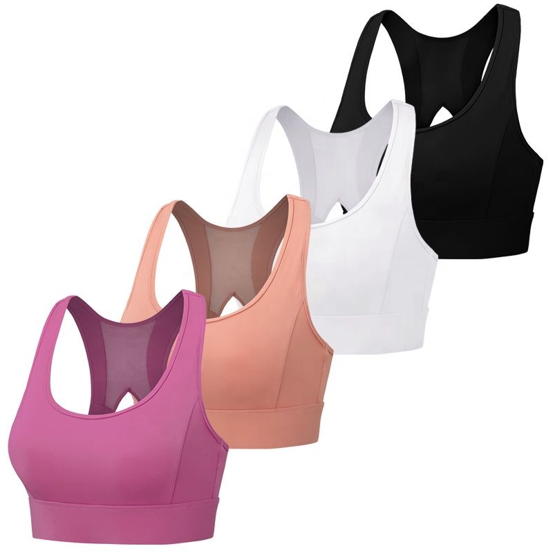 Plus Size Hollow Mesh Beauty Back Sujetador Deportivo Seamless Wirefree Breathable Sports Bras Workout Gym Yoga Bra for Womens