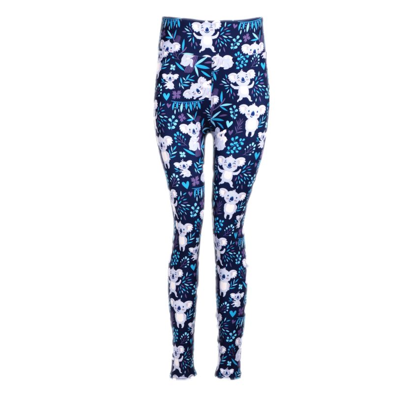 Polyester Spandex Buttery Super Soft Fitness Stretch Pants Mom Daughter Cute Koala Bears Leggings