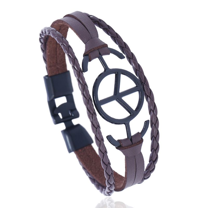 Popular Hand-Woven Peace Accessories Men's Imitation Leather Bracelet Creative National Style Bracelet