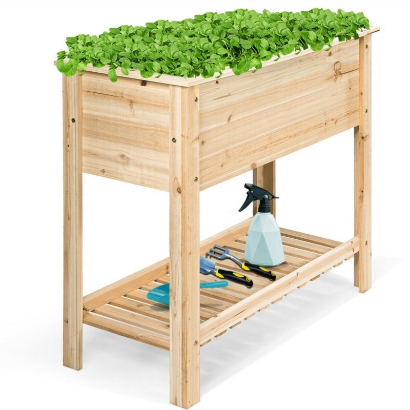 Popular Raised Bed Garden Planter Box with Storage Shelf