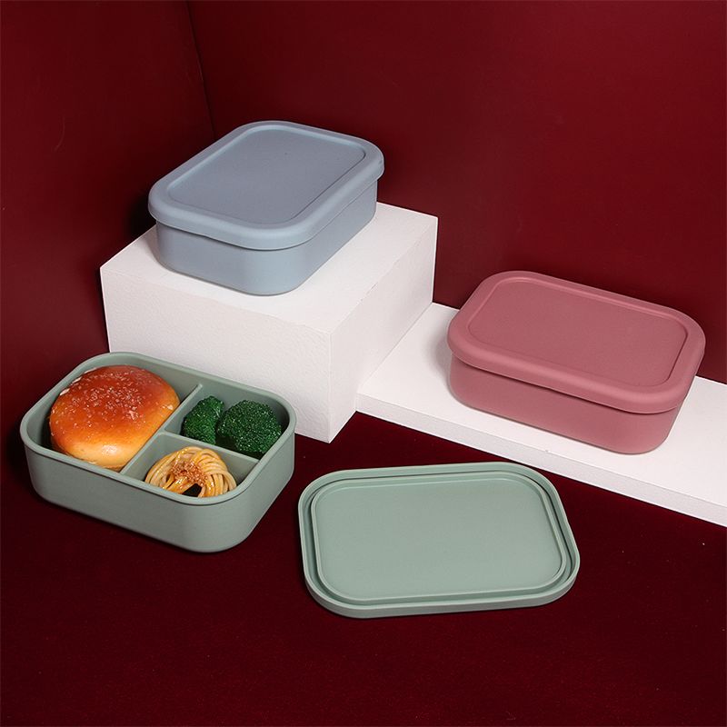 Portable Food Grade Leakproof Food Container Kids Safe Silicone Bento Lunch Box