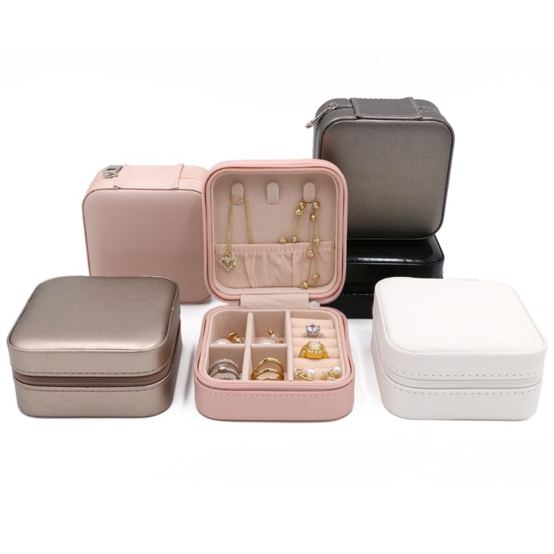 Portable Jewelry Storage Case Pu Leather Small Travel Jewelry Boxes