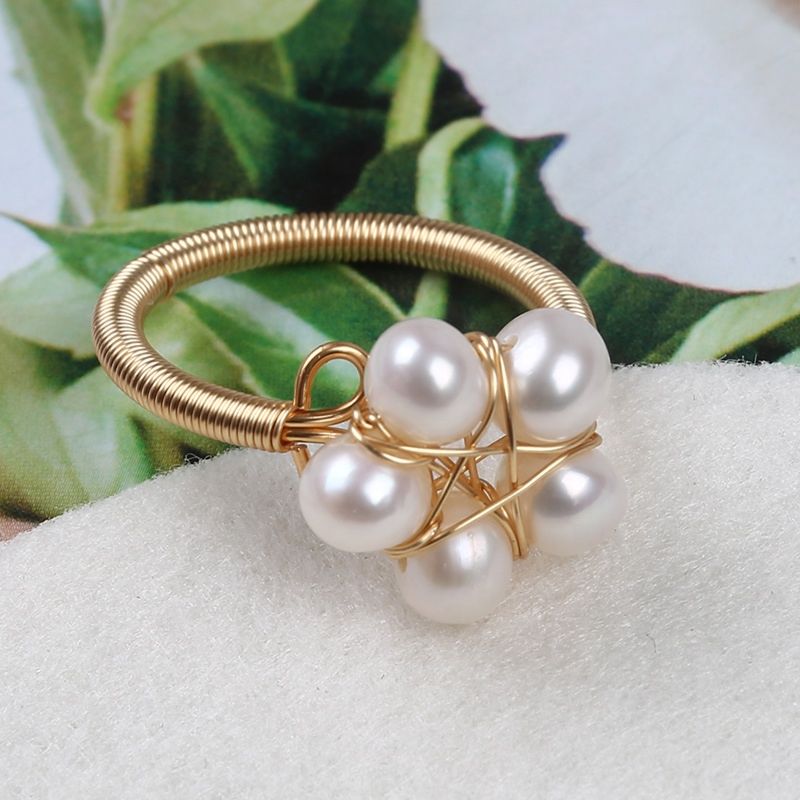 natural freshwater pearl five-pointed star heart butterfly shape rings