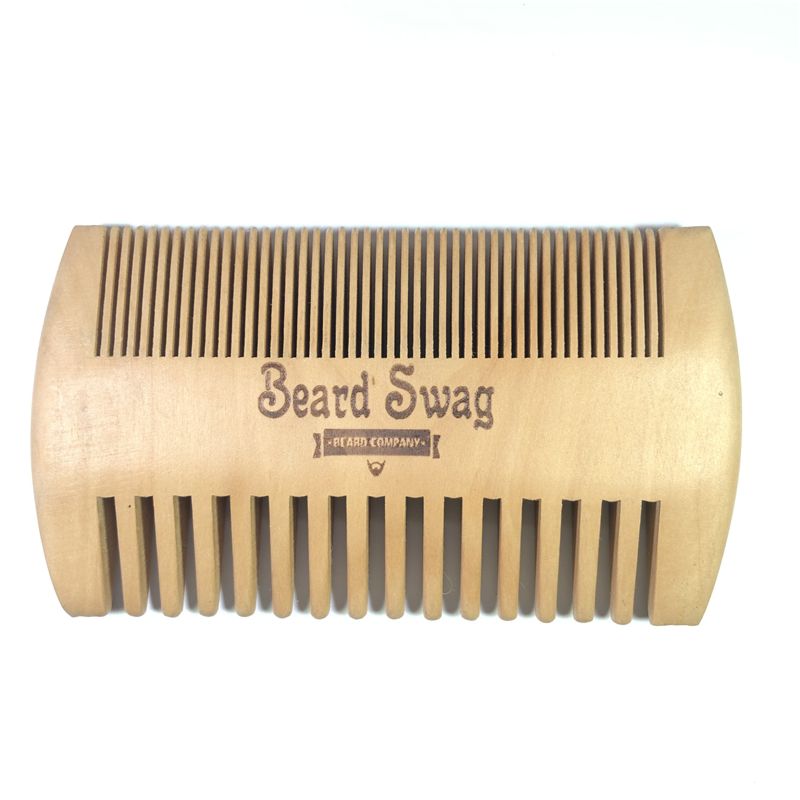 Private Label Portable Fine and Coarse Dual Teeth for Men Moustache Wooden Beard Comb