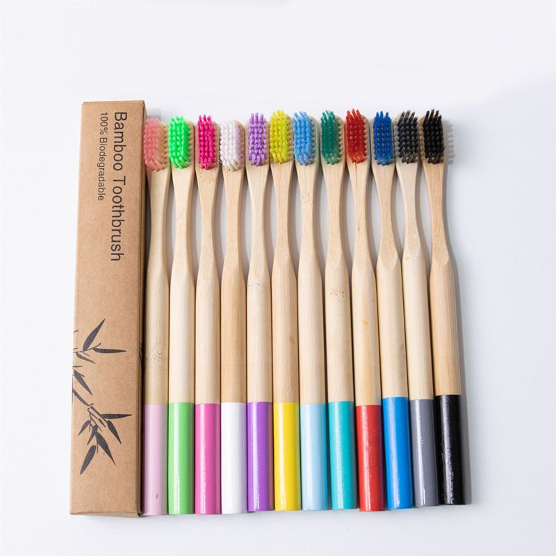 Private Label Rainbow Soft Kids Bamboo Toothbrush for Children