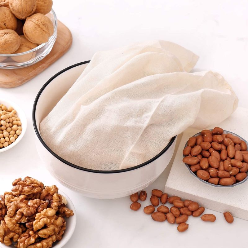Pro Unbleached Organic Cotton Cieve Bags for Straining Nut Milk
