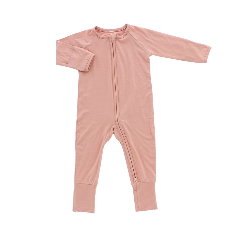Professional of Comfortable Unisex Baby Pajamas with Zipper Spandex Bamboo Fiber Baby Romper
