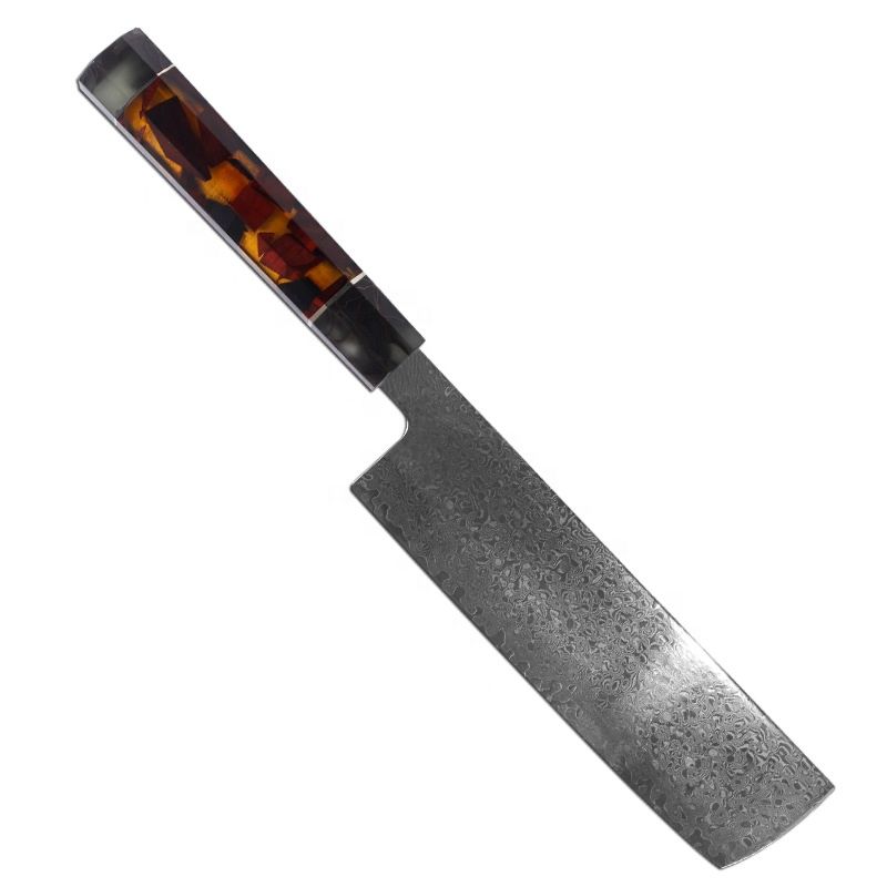 Promotional Chef's Knife 7.5 Inch Damascus Steel Santoku Knife Cleaver Nakiri Knives with Resin Handle