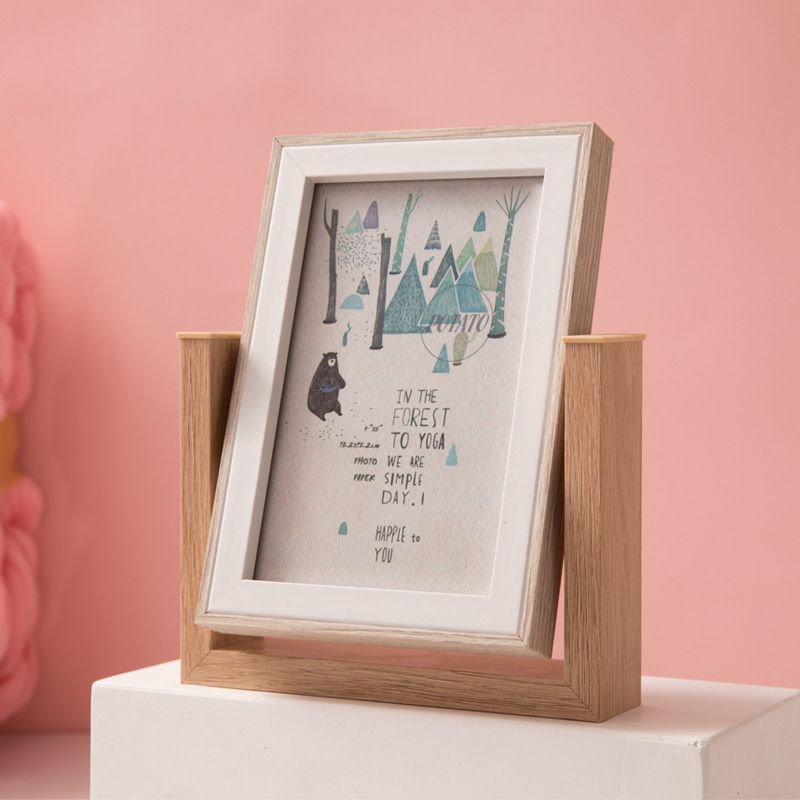 Promotional Double-Sided Rotating Wood Gifts Photo Frame Stand Decorative Picture Frame