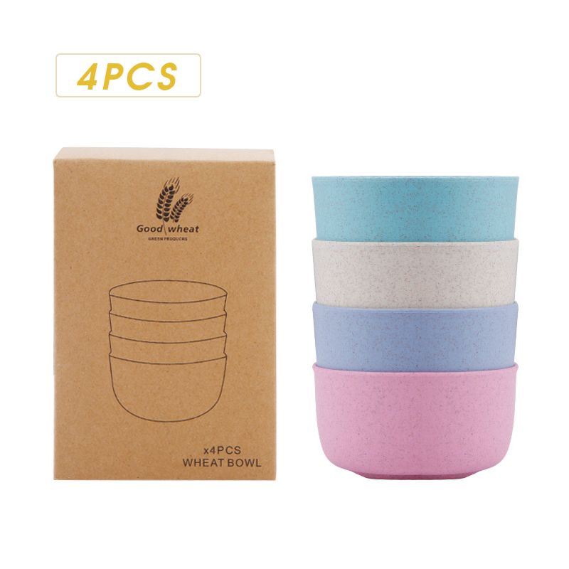 Promotional Gift Eco-Friendly Biodegradable Wheat Straw Bowl Plastic Tableware 4Pcs Kids and Baby Bowls