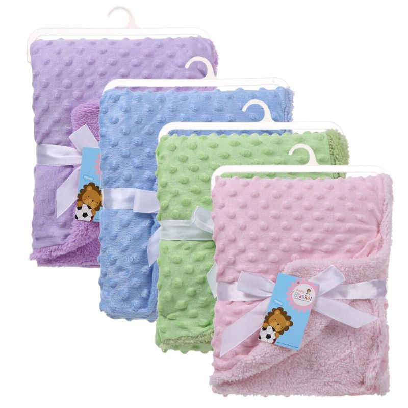 Promotional Gift Minky Dot Baby Blanket with Satin