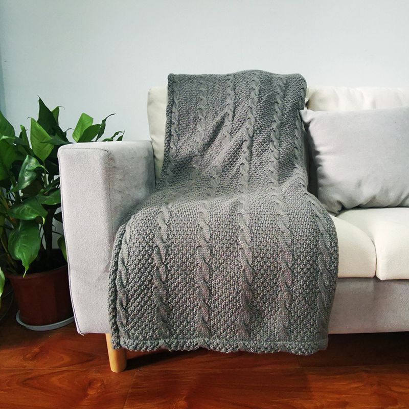Promotional Price in Stock Fast Delivery Soft Cable Knit Sherpa Blanket