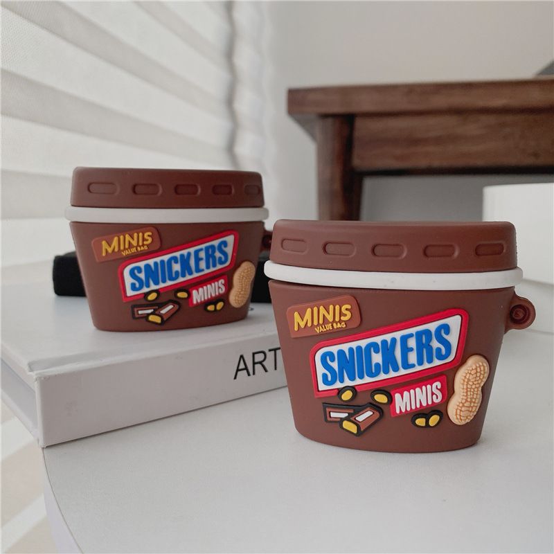Protecting Cases 3D Mini Snickers Peanut Chocolates Case for Apple Airpods 2 Soft Silicone Airpods Pro Cover
