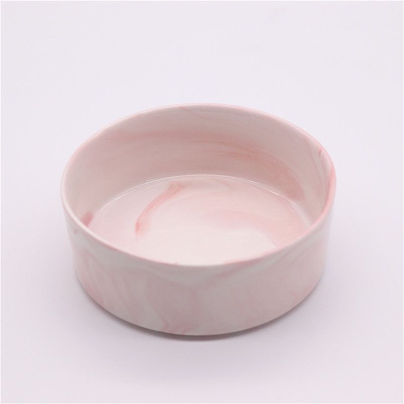 Pure Copper Dog Food Bowl Solid Marble Pet Slow Feeder Bowl Ceramic Pet Bowl