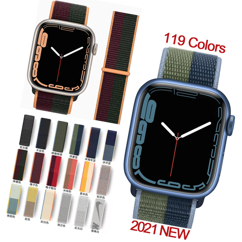 Qiman Nylon Iwatch Band Replacement Strap Nylon Loop Watch Band for Apple Watch Fabric Nylon Strap for Iwatch 7/6/5