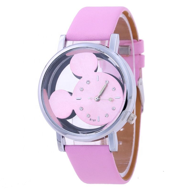 Quartz Pink Children Watch Mickey Mouse Watch for Kids