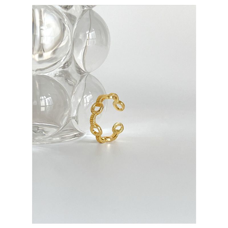 R0220 Minimalist Adjustable Twist Chain Ring for Women Dainty Daily Geometric Oval Open Chain Rings
