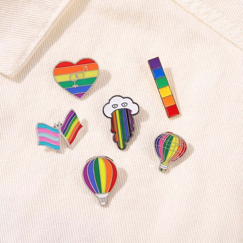 Rainbow Enamel Pins Air Balloon Sky Clouds Flag Heart Brooch Lapel Badge Bag Sexual Minority Jewelry Gift for Friend