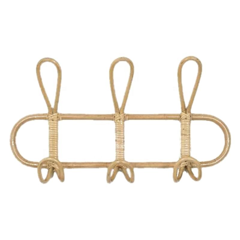 Rattan Wall Hooks Kids Garments Organizer Rack Clothes Hat Hanging Hook Rattan Hanger Kids Room Decor Hanger