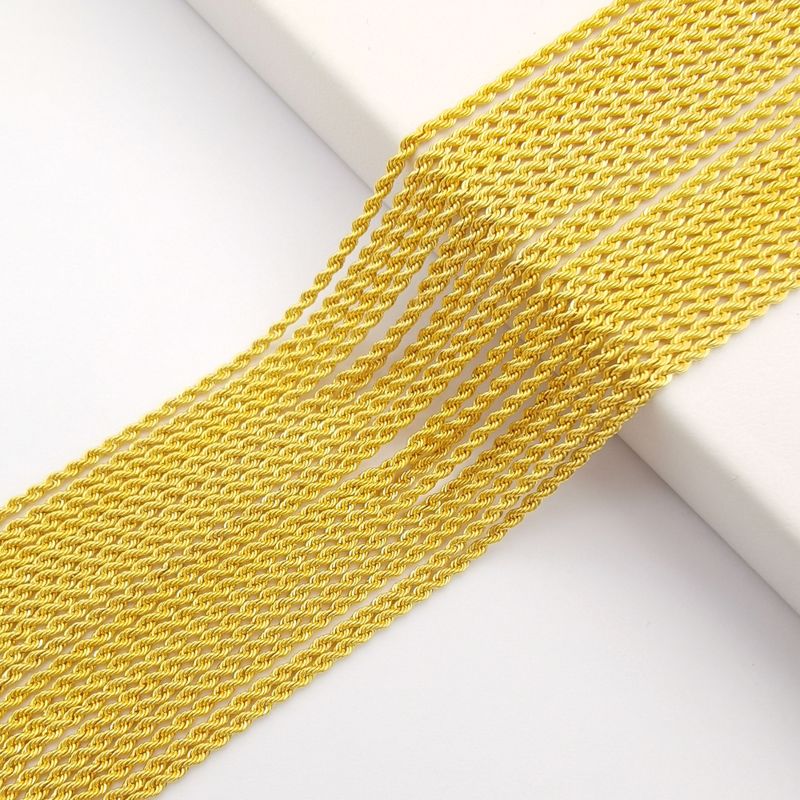 Real 18K Solid Gold Rope Chain 1.3 Mm Pure Gold Jewelry 18K Au750 Gold Chain Twist Dookie Chain Necklace Jewelry