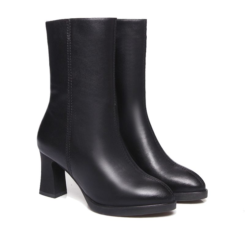 Rechargeable Battery Heated Women Leather Boots Electrically Heated Shoes