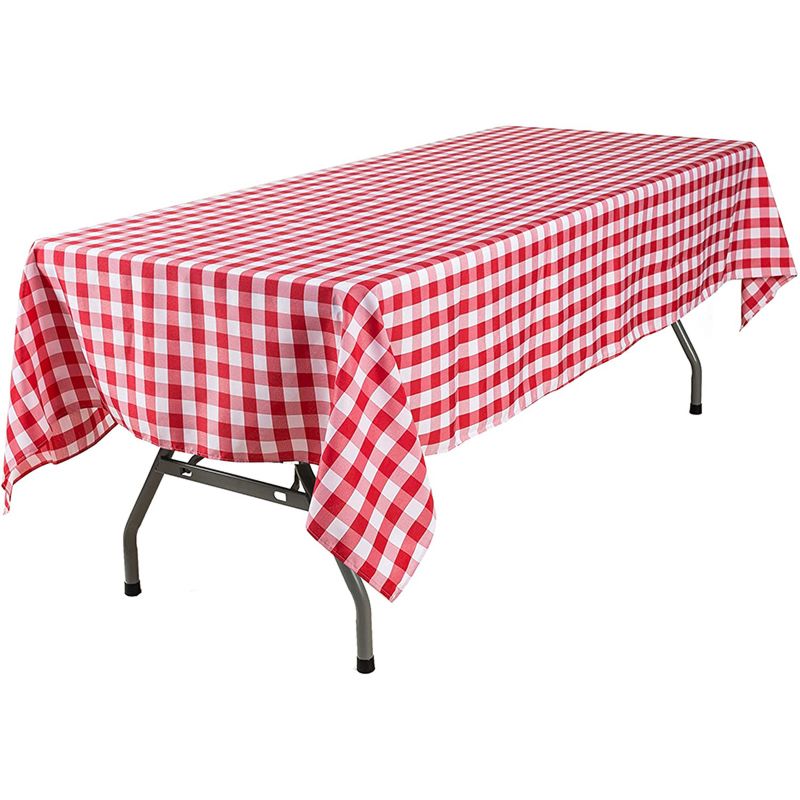 Red and White Rectangle Polyester Plaid Table Cloth Checkered Gingham Tablecloth for Picnic,Holiday,Dinner,Kitchen