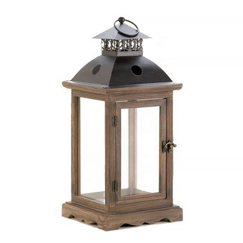 Regular Wooden Indoor Battery Operated Led Flameless Candle Lantern