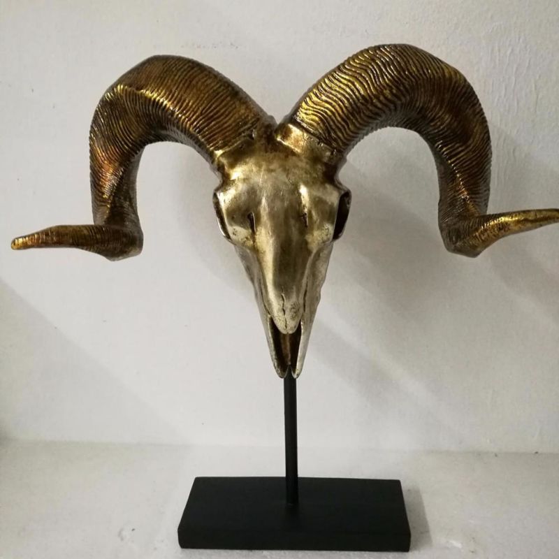 Resin Animal Cow Bull Buffalo Sheep Lamb Deer Skull Head with Stand House Room Tabletop Decorative Ornaments Statues Figurines