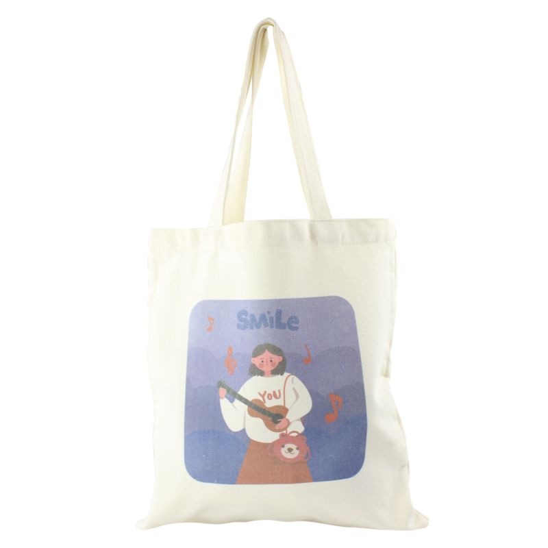 Retail 12Oz Cotton Canvas Music Girls Korean Handbags Sublimation Tote Bags