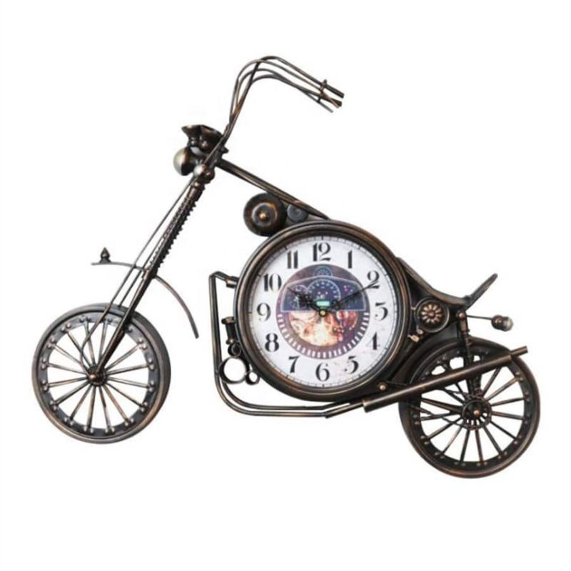 Retro Harley Motorcycle Model Iron Wall Clock Home Decorative Clocks