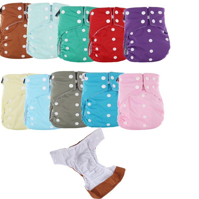 Reusable Ai2 Cloth Diapers Nappy Cover Pockets Double Gusset Baby Girls Boys Cartoon Diapers Plain Nappy Baby Cloth Diapers