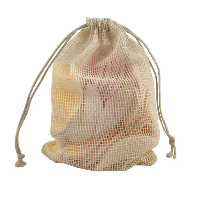 Reusable Washable 100% Nature Cotton Small Mesh Cleaning Laundry Bag with Customized Logo