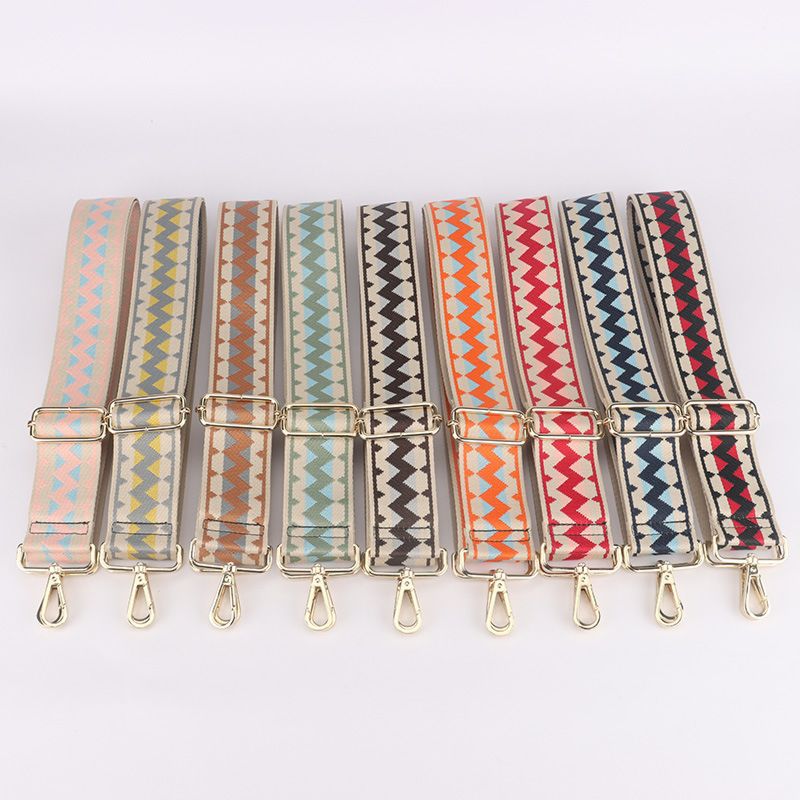 Rewin 2 Inch Vintage Colorful Wave Pattern Interchangeable Handbag Strap Cotton Fabric Tote Bag Adjustable Shoulder Belt