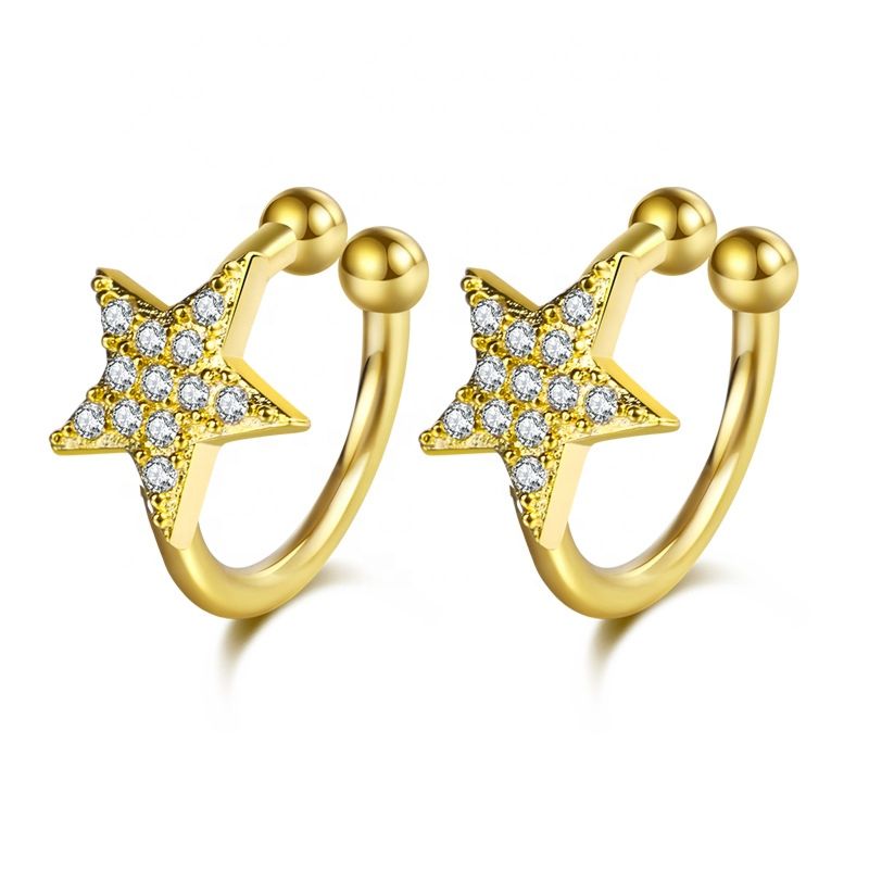 Rhej043 Direct Star Design 18K Gold Plated Zircon Cuff Earring for Ladies Anniversary Party Wedding