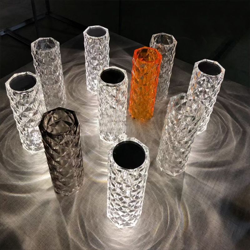 Rose Crystal Table Lamp Touch Change Color Diamond Desk Lamp Night Light for Restaurant Bar Bedside Decor