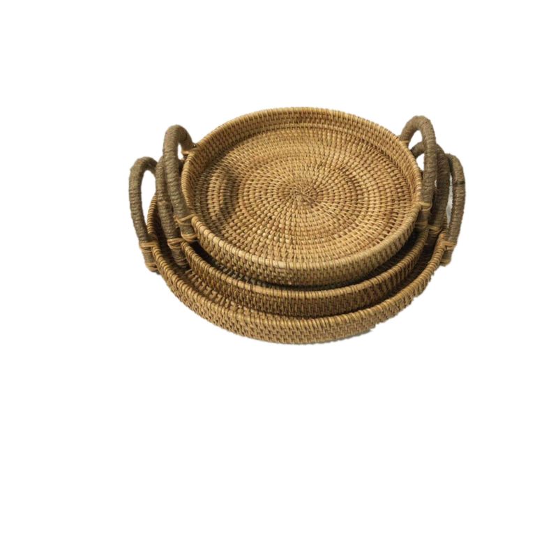 Round Rattan Baskets for Organizing Vegetable Bowl Food Storage Organizing Wicker Fruit Baskets