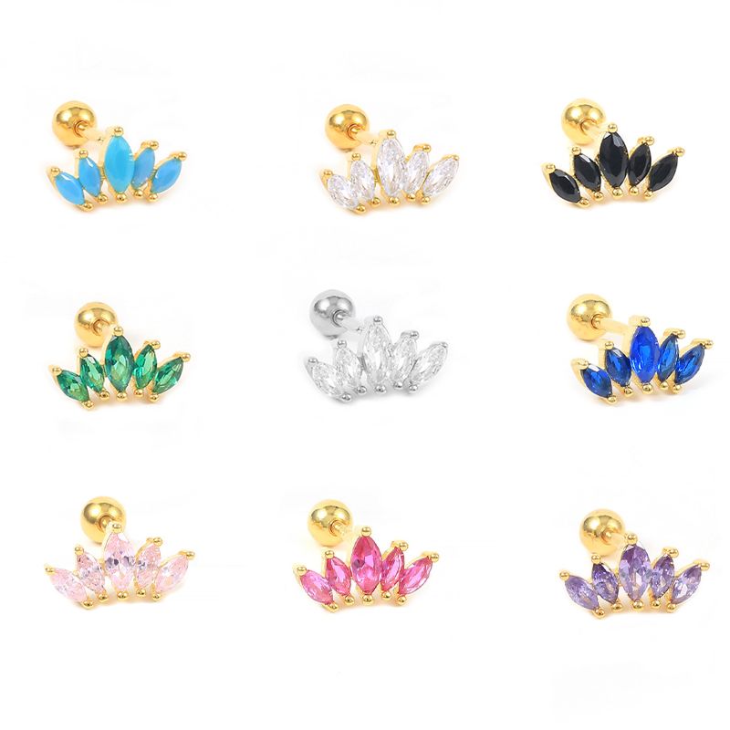 Roxi S925 Sterling Silver Single Crown Stud Earring Diamond Threaded Ear Piercing Cz Earrings