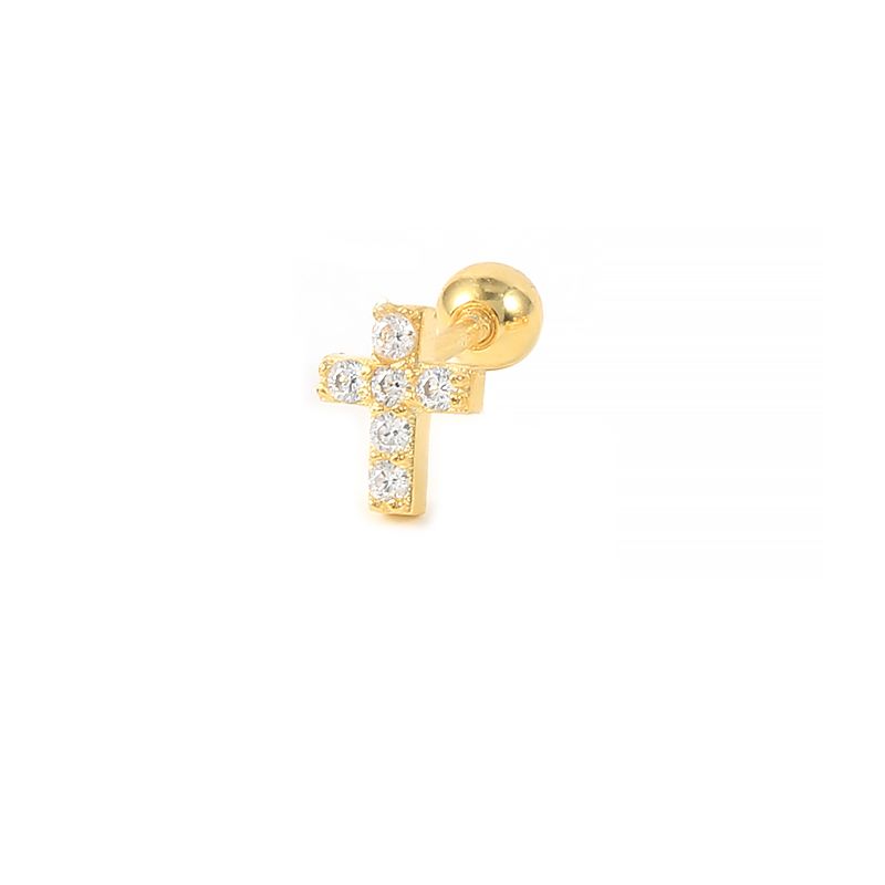 Roxi Silver 925 Fine Jewelry 5A Zircon Cross Stud Earring Cartilage Piercing Earrings